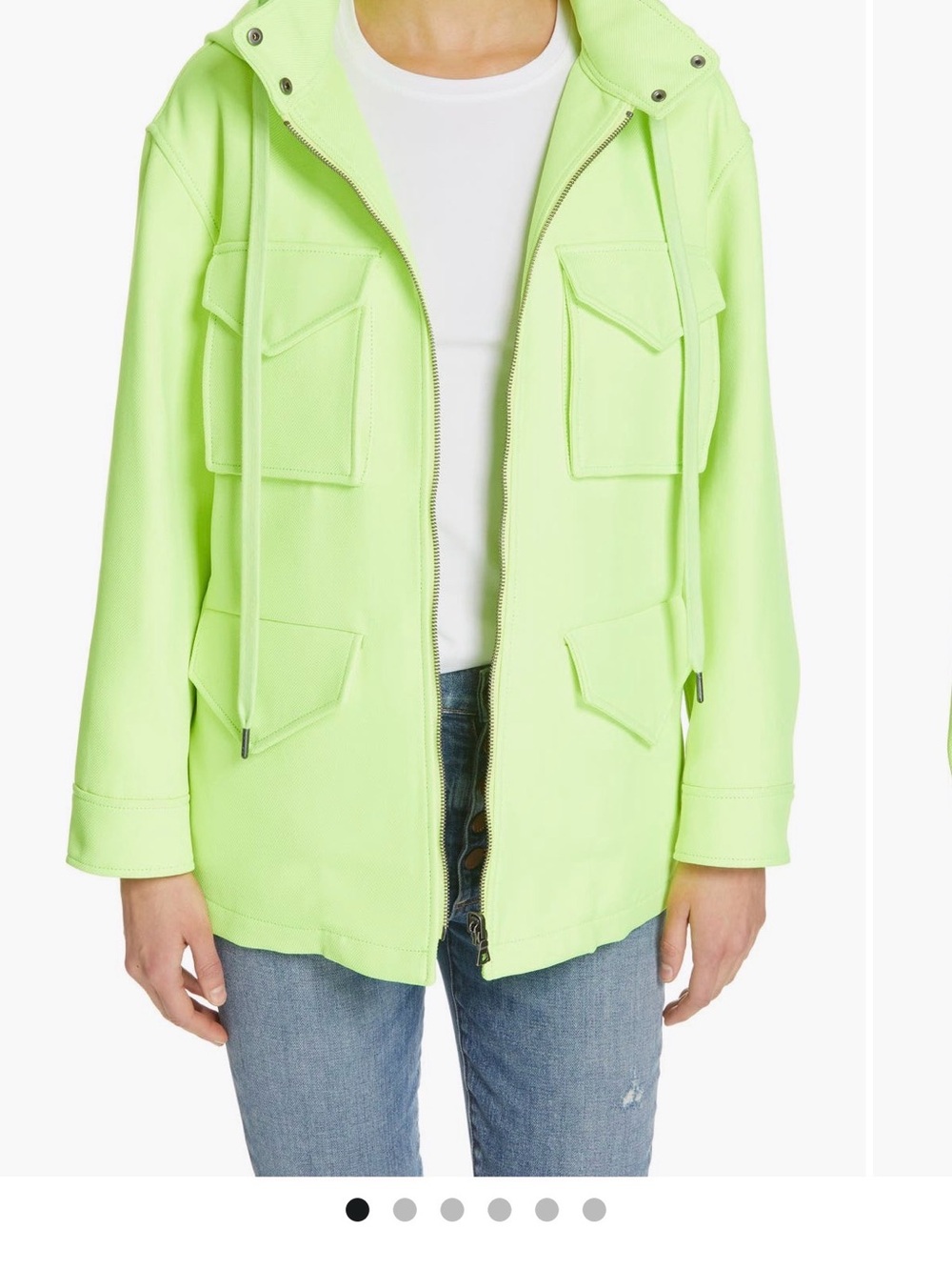 Alice + Olivia Neon Lime Utility Jacket with Hood